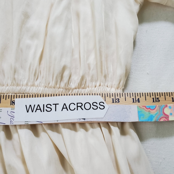 Misslook Cream Milkmaid Cottage Ruffles Maxi Dress Sz Sm Raglan Sleeve Flowy - Picture 6 of 10